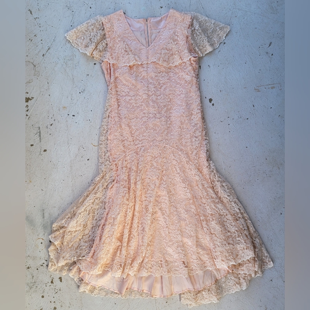 Blush Pink Vintage Lace Dress Plus Size